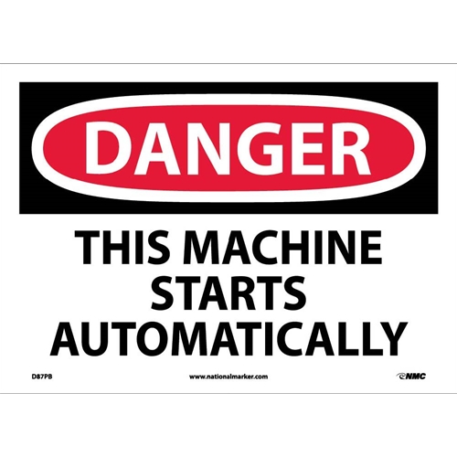 Danger This Machine Starts Automatically Sign (D87PB)