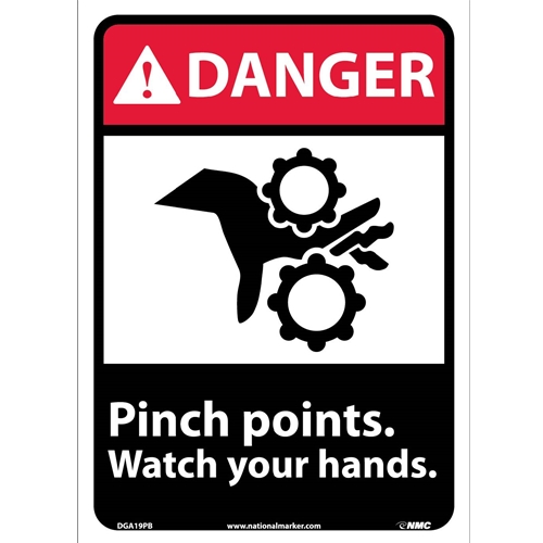 Danger Pinch Points Watch Your Hands Sign (DGA19PB)