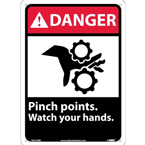 Danger Pinch Points Watch Your Hands Sign (DGA19RB)