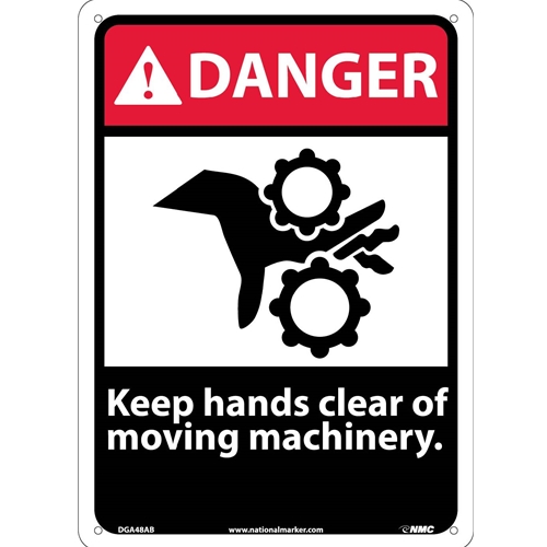 Danger Keep Hands Clear Of Moving Machinery Sign (DGA48AB)