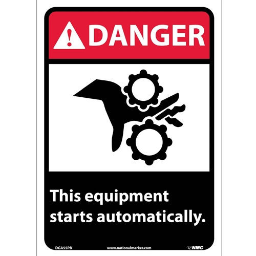 Danger This Equipment Starts Automatically Sign (DGA55PB)