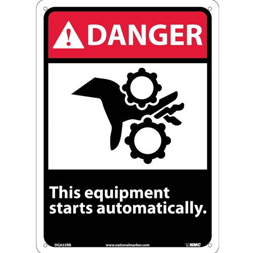 Danger This Equipment Starts Automatically Sign (DGA55RB)