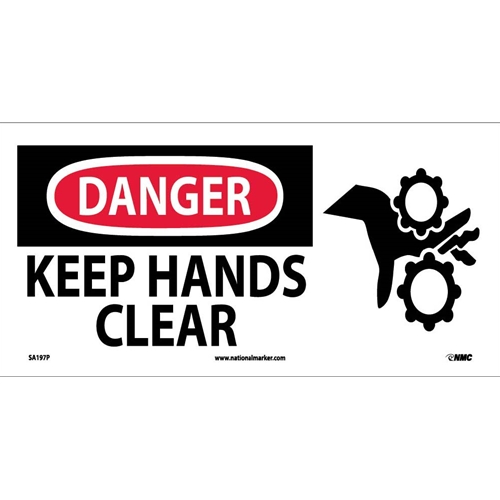 Danger Keep Hands Clear Sign (SA197P)