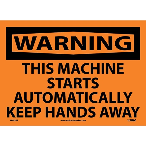 Warning This Machine Starts Automatically Sign (W403PB)