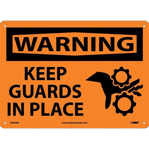 Warning Keep Guards In Place Sign (W450AB)