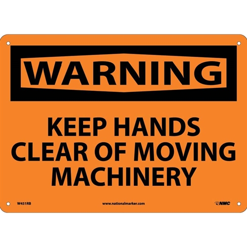 Warning Keep Hands Clear Of Moving Machinery Sign (W451RB)