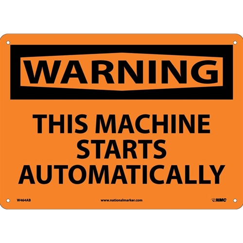 Warning This Machine Starts Automatically Sign (W464AB)