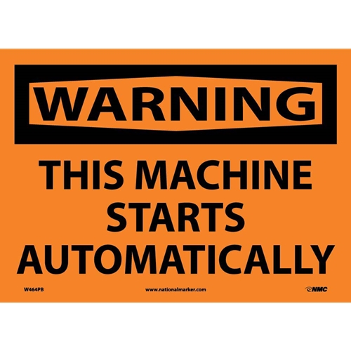 Warning This Machine Starts Automatically Sign (W464PB)