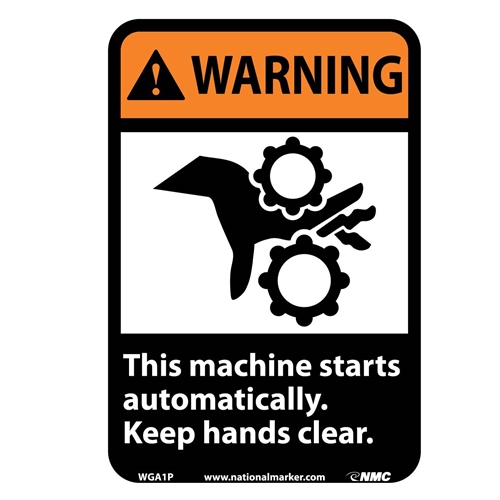 Warning This Machine Starts Automatically Sign (WGA1P)