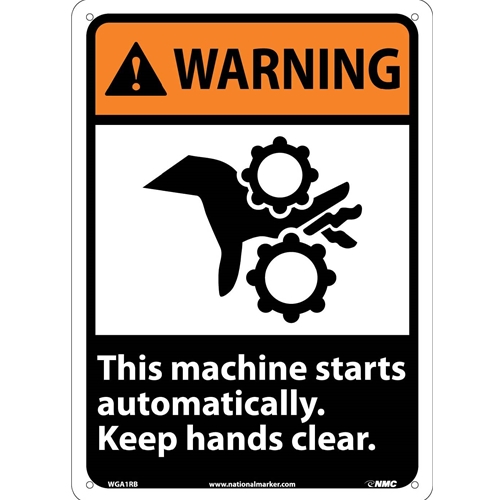 Warning This Machine Starts Automatically Sign (WGA1RB)