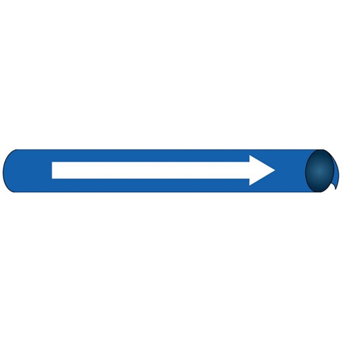 Direction Arrow White/Blue Precoiled/Strap-On Pipe Marker (D4118)