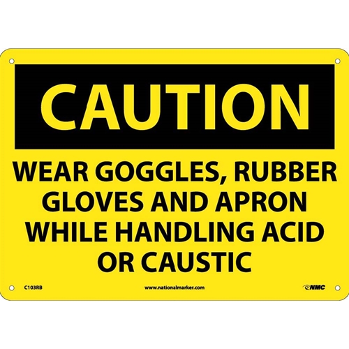 Caution Wear Ppe When Handling Acid Or Caustic Sign (C103RB)