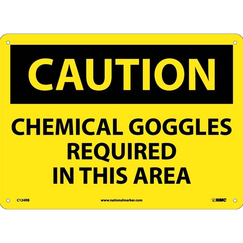 Caution Chemical Goggles Required In This Area Sign (C124RB)