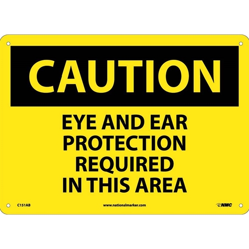 Caution Eye And Ear Protection Required Sign (C151AB)
