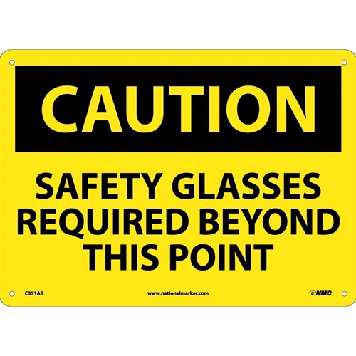 Caution Safety Glasses Required Beyond This Point Sign (C351AB)