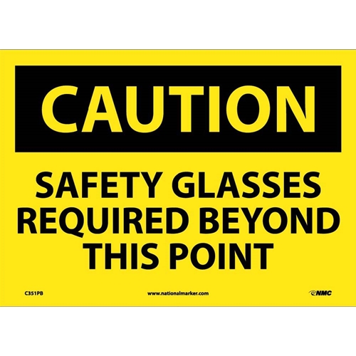 Caution Safety Glasses Required Beyond This Point Sign (C351PB)