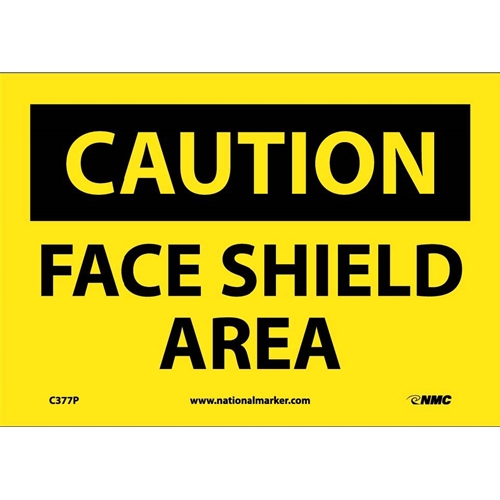 Caution Face Shield Area Sign (C377P)