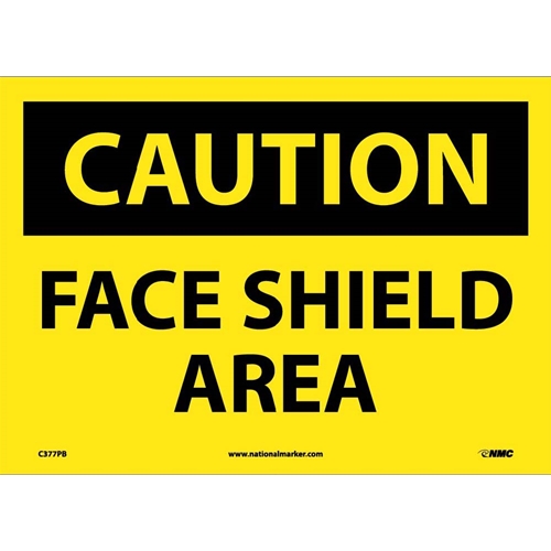 Caution Face Shield Area Sign (C377PB)