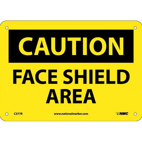 Caution Face Shield Area Sign (C377R)
