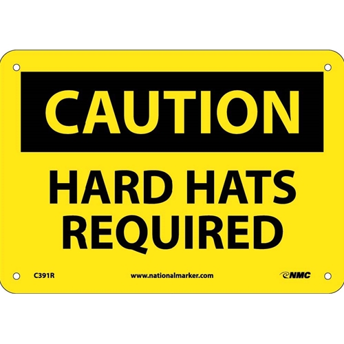 Caution Hard Hats Required Sign (C391R)