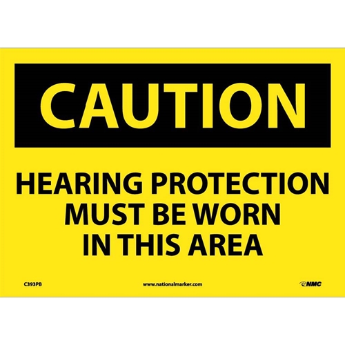 Caution Hearing Protection Must Be Worn Sign (C393PB)