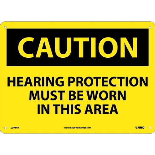Caution Hearing Protection Must Be Worn Sign (C393RB)