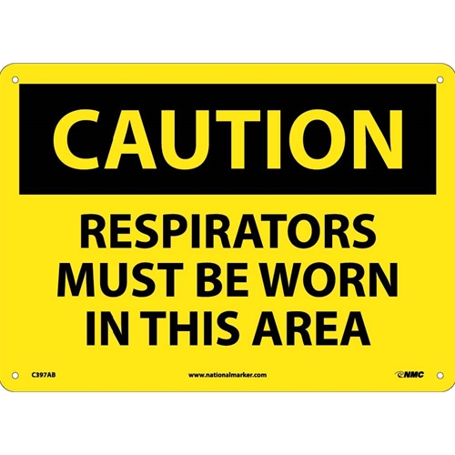 Caution Respirators Must Be Worn In This Area Sign (C397AB)