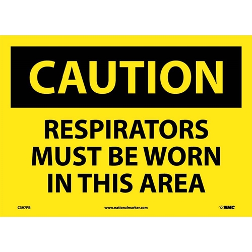 Caution Respirators Must Be Worn In This Area Sign (C397PB)