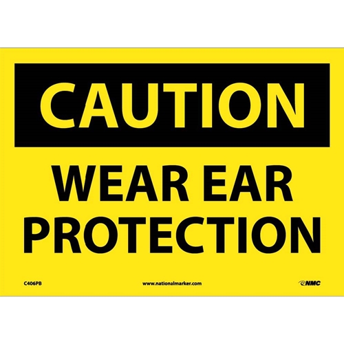 Caution Wear Ear Protection Sign (C406PB)