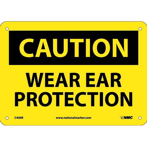 Caution Wear Ear Protection Sign (C406R)