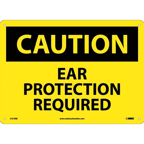 Caution Ear Protection Must Be Worn Sign (C472RB)