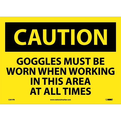 Caution Eye Protection Required Sign (C501PB)
