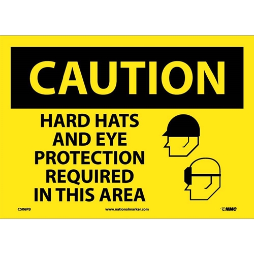 Caution Hats And Eye Protection Required Sign (C506PB)