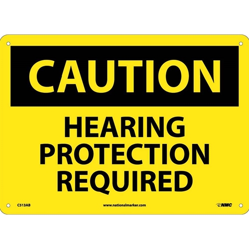 Caution Hearing Protection Required Sign (C513AB)