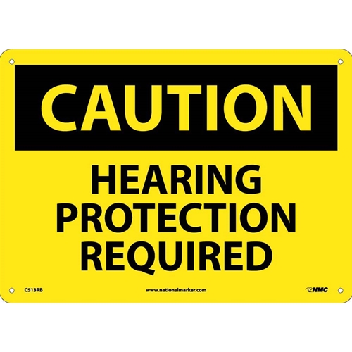 Caution Hearing Protection Required Sign (C513RB)