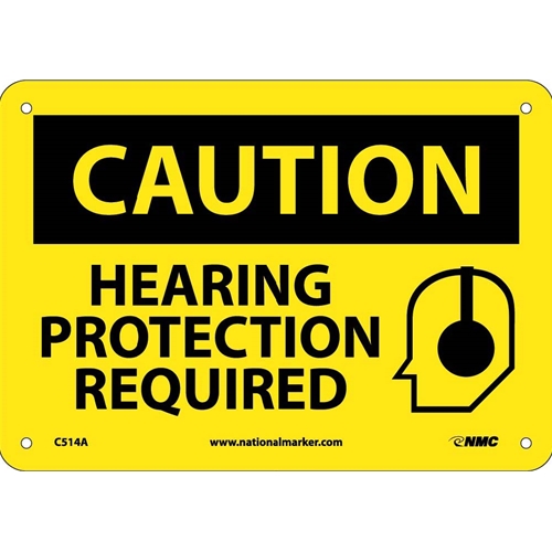 Caution Hearing Protection Required Sign (C514A)