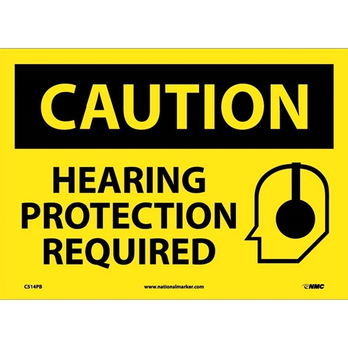 Caution Hearing Protection Required Sign (C514PB)