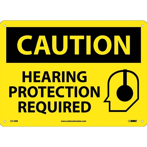 Caution Hearing Protection Required Sign (C514RB)