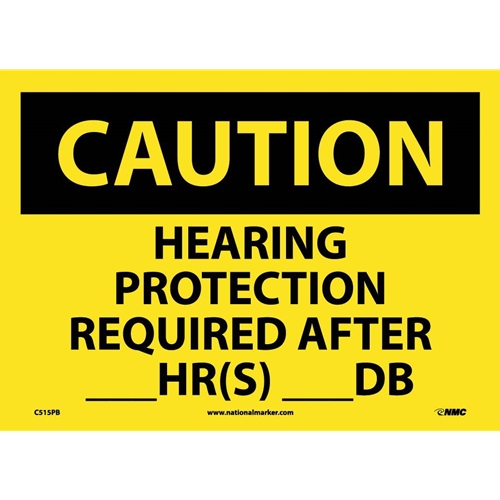 Caution Hearing Protection Required Sign (C515PB)