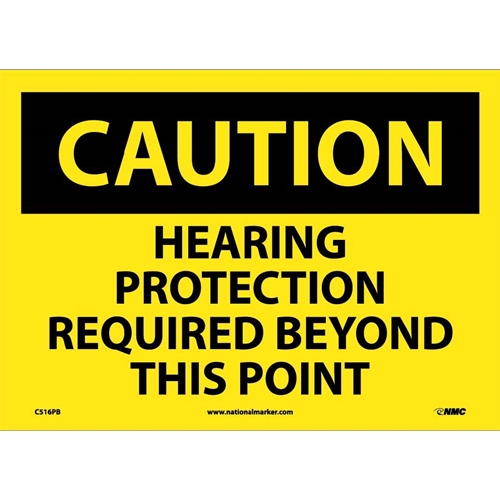 Caution Hearing Protection Required Sign (C516PB)