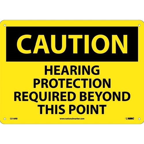 Caution Hearing Protection Required Sign (C516RB)