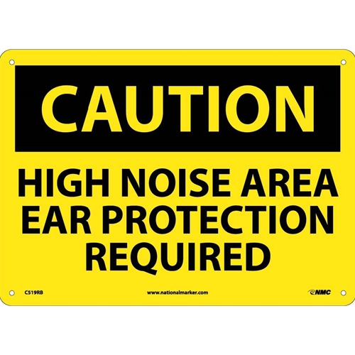 Caution High Noise Area Ear Protection Required Sign (C519RB)