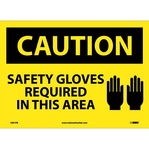 Caution Safety Gloves Required In This Area Sign (C601PB)