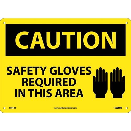 Caution Safety Gloves Required In This Area Sign (C601RB)