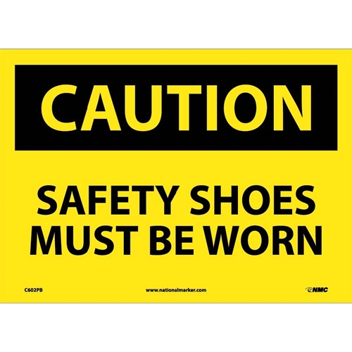 Caution Safety Shoes Must Be Worn Sign (C602PB)