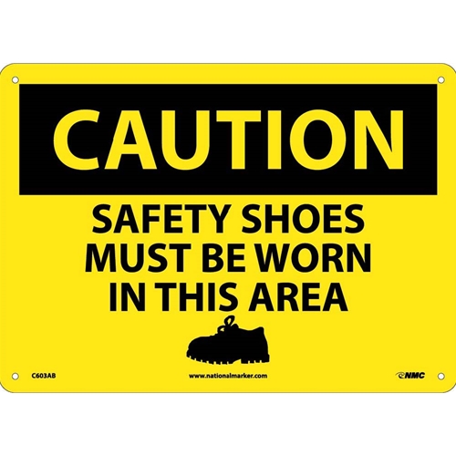 Caution Safety Shoes Must Be Worn In This Area Sign (C603AB)