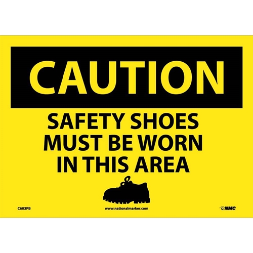 Caution Safety Shoes Must Be Worn In This Area Sign (C603PB)