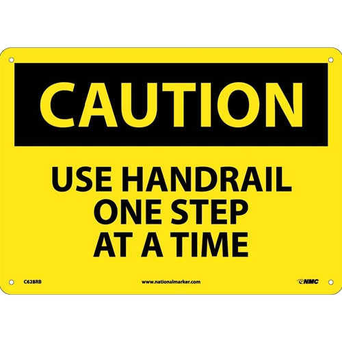 Caution Use Handrail One Step At A Time Sign (C628RB)