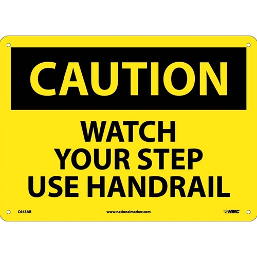 Caution Watch Your Step Use Handrail Sign (C643AB)