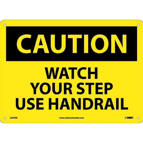 Caution Watch Your Step Use Handrail Sign (C643RB)